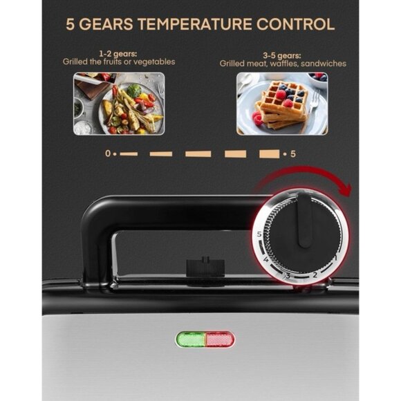 3-in-1 Waffle Sandwich Panini Maker Removable Plates 1200W Grill *Damaged box* - Picture 11 of 14